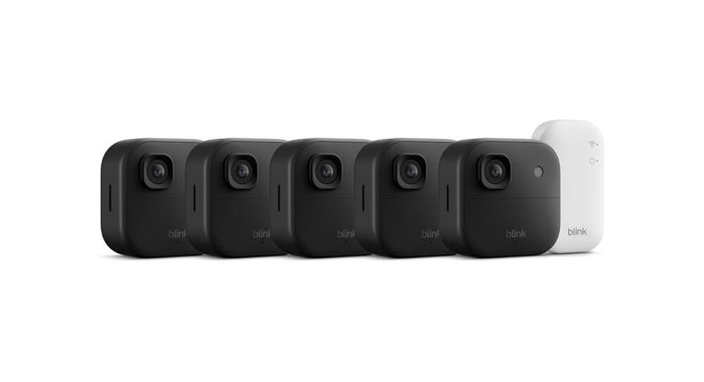 5 Blink Outdoor 2K+ Wireless smart security cameras, two-year battery, Black